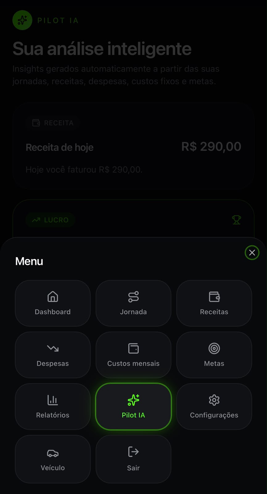 Tela Despesas do Pilot+